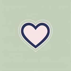 Drawing of a light heart on a light green background.