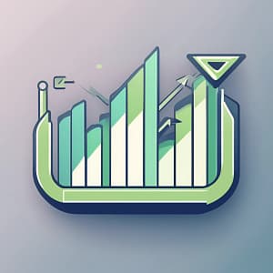 Drawing of a graph in pastel greens and navy blue colours.