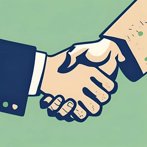 Drawing of a hand shake.