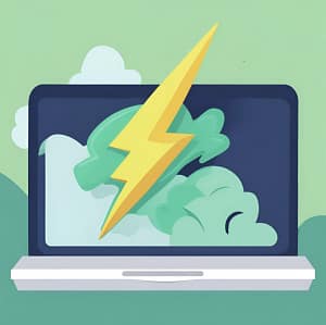 Drawing of a lightning bolt on a laptop screen.